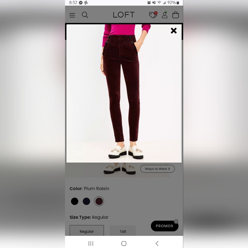 LOFT MarinerSkinny Pants in Velvet